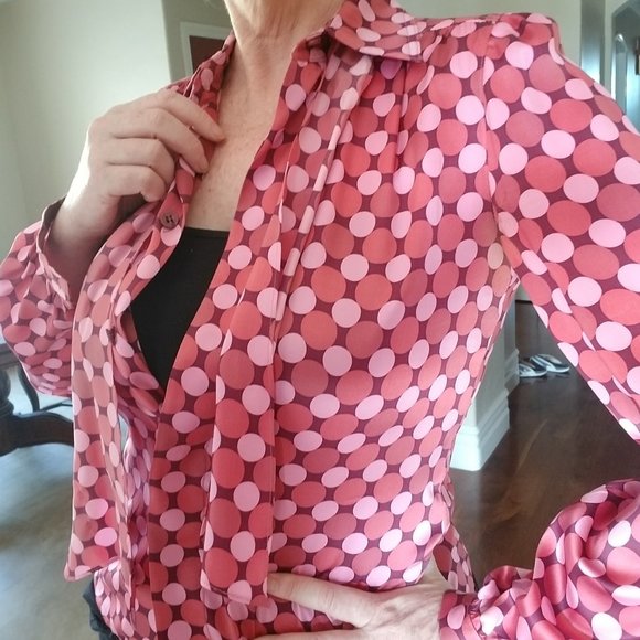 SEARLE PINK POKA DOT BLOUSE - Picture 1 of 13